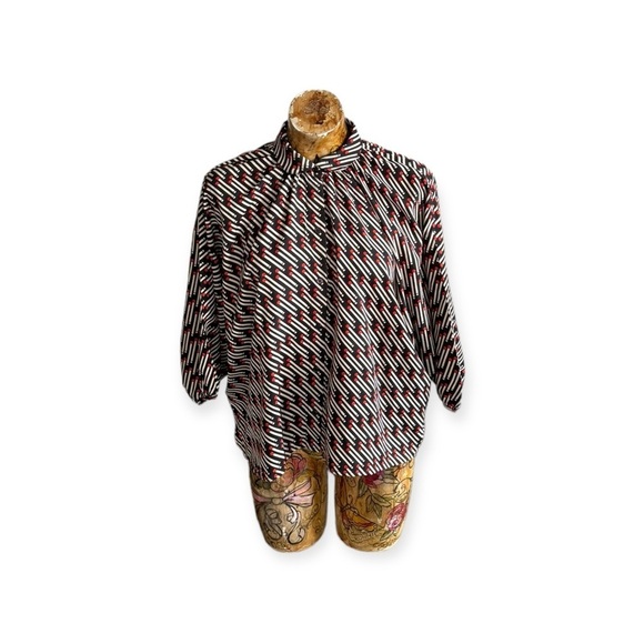 Porridge Anthropologie top blouse black red small vintage retro - Picture 1 of 9